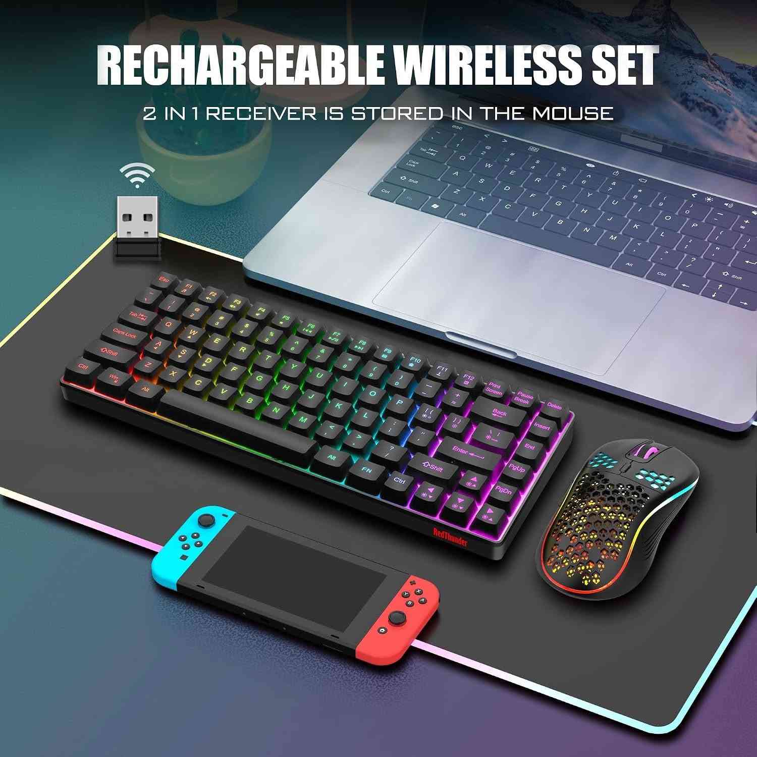 كيبورد وماوس • RGB • قابل للشحن USB-C