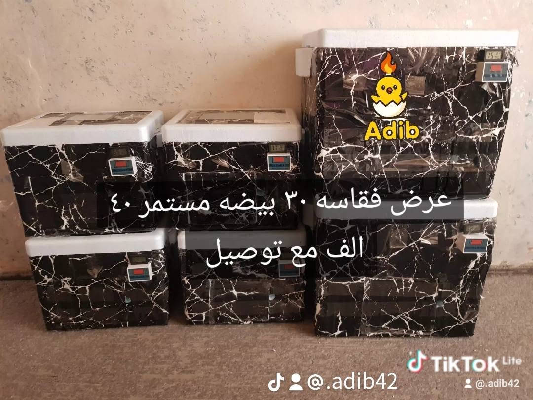 عرض الفقاسة 30 بيض
40 الف مع توصيل 🐣😊

نص مكتوب في الصور:
- ***********
- TikTok Lite
- @.adib42
- Adib @.adib42 TikTok Lite @.adib42
- Adib
- عرض فقاسه ٣٠ بيضه مستمر ٤٠
- الف مع توصيل
- Tik Tok Lite
- Adib فقاسه 30بيضه @.adib42 Tik Tok Lite @.adib42