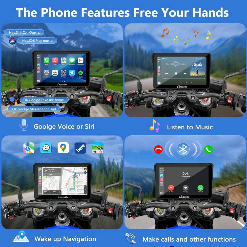 السعر 75 الف دينار 

🏍️ شاشة دراجات بي إم دبليو الذكية Carpuride 702BS (7 Inch Carplay Screen for BM Motorcycle)
شاشة ذكية متكاملة بحجم 7 بوصة مخصصة للدراجات النارية من فئة BMW، تمنحك تجربة قيادة متطورة مع دعم أنظمة Apple CarPlay وAndroid Auto والربط التلقائي بقاعدة الملاحة الأصلية للدراجة.
💡 مميزات وقوة المبيعات:
تتصل مباشرة بقاعدة ملاحة BMW الأصلية (Plug & Play) وتتيح التحكم الكامل عبر عجلة التحكم الأصلية (BM Wonder Wheel Control)، مع سطوع فائق يصل إلى 1000Nit للرؤية تحت أشعة الشمس المباشرة ومعيار مقاومة الماء والظروف الجوية IP67.
📌 أبرز الخصائص والمواصفات الفنية الشاملة:
🎯 الشاشة والعرض (High-Brightness Display):
 الحجم والوضوح: شاشة لمس IPS بحجم 7 بوصات بدقة HD (1024*600).
 السطوع وضد الخدش: سطوع عالي يصل إلى 1000Nit لضمان رؤية واضحة تحت الشمس، مع زجاج مقعر 2.5D مقاوم للخدش (Anti-Scratch).
 حساس الضوء (Light Sensor): ضبط تلقائي لسطوع الشاشة بين وضع النهار والليل لراحة العين أثناء القيادة.
🎯 أنظمة الاتصال والذكاء (CarPlay & Android Auto):
 دعم الأنظمة: دعم لاسلكي لنظامي Apple CarPlay وAndroid Auto لتشغيل الخرائط، الموسيقى، وإجراء المكالمات.
 التحكم الصوتي (Voice Controls): دعم كامل للتحكم الصوتي عبر Siri وGoogle Assistant للقيادة بأمان دون استخدام اليدين.
 البلوتوث المزدوج (Dual Bluetooth): ربط الهاتف بالشاشة ثم توصيل الخوذة أو سماعة البلوتوث (Single & Two-person Connection Modes) لمشاركة الصوت والمكالمات.
🎯 التوافق والتحكم الخاص بدراجات BMW:
 عجلة التحكم الأصلية (BM Wonder Wheel): إمكانية التصفح، تغيير الموسيقى، وقراءة بيانات الدراجة (السرعة، مستشعر ضغط الإطارات TPMS، السرعة الزاوية RPM، ومستوى الوقود) عبر عجلة الدراجة.
 الموديلات المتوافقة: تتوافق مع بيئة تركيب BMW الأصلية لكل من (BM R1200GS, BM R1250GS, BM R1300GS, BM S1000XR).
🎯 أدوات ومميزات إضافية:
 معيار المقاومة: مقاومة كاملة للماء والأتربة بمعيار IP67 Waterproof.
 مستشعرات مدمجة: تحتوي على بوصلة رقمية (Compass) ومقياس الضغط الجوي (Barometer).
 تشغيل الميديا المحلي: منفذ كارت ذاكرة TF/SD Card لتشغيل الفيديوهات والأغاني مباشرة.