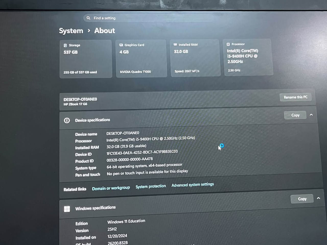 Hp zbook
Core i5

جيل 9

SSD 537

RAM 32G

Gpu T1000 4g

كيبورد عربي انكليزي ضوئي

ونضافه عاليه

قيم السعر مكان بابل باب الحسين

وتساب  ***********
