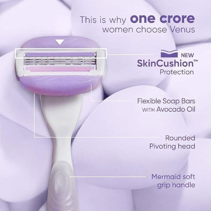 ✨ ودّعي الحلاقة المتعبة… وخلي النعومة تدوم 💜✨
مع شفرات Gillette Venus النسائية، كل مرة حلاقة حتحسي كأنها عناية لبشرتك مش بس إزالة شعر ✨

💜 فينوس كومفورت جلايد (الموف) 💜✨
الشفرة اللي تدلعك من أول استخدام 😍
ألواح جل مرطبة مدمجة تطلع رغوة تلقائي مع المي 💦
يعني لا جل حلاقة لا تعب 👌
✔️ انزلاق ناعم على البشرة
✔️ ترطيب أثناء الحلاقة
✔️ تقلل الجفاف والخشونة
✔️ تخلي الجلد حريري وناعم بشكل يجنن ✨

💙 فينوس سموث سينسيتيف (الأزرق) 💙✨
مخصوصة للبشرة الحساسة 🌿
بلمسة الصبار لراحة ونعومة بدون تهيج 😌
✔️ تقلل الاحمرار والحكة
✔️ حلاقة لطيفة وآمنة
✔️ مناسبة للمناطق الحساسة
✔️ نعومة من غير خدوش 💕

✨ المميزات اللي حتخليك تحبيها: 🥰❤️👇🏻
🔹 3 شفرات دقيقة لحلاقة قريبة وناعمة
🔹 مقبض مريح وسهل التحكم
🔹 سريعة وعملية للاستخدام اليومي
🔹 تعطيك إحساس نظافة وانتعاش رهيب 😍

🫧 طريقة الاستخدام: 😌👇🏻
1️⃣ بللي البشرة بماء دافئ.
2️⃣ مرري الشفرة بلطف باتجاه نمو الشعر.
3️⃣ في حالة كومفورت جلايد، الرغوة تطلع بروحها مع المي 😍
4️⃣ اغسلي البشرة وجففيها، وبعدها استخدمي مرطب خفيف لنعومة أقوى ✨

💖 لأن بشرتك تستاهل نعومة ولمسة أنثوية كل يوم 💖

لحجز والاستفسار ع وتساب ***********
توصيل بسمايه 1000
توصيل بغداد محافظات ب5000

نص مكتوب في الصور:
- No Soap Required In-Built Soap Bars
- Avocado oil infused soap bars WITH Freesia fragrance
- This is why one crore women choose Venus NEW SkinCushion Protection Flexible Soap Bars WITH Avocado Oil Rounded Pivoting head Mermaid soft grip handle
- Exfoliates FOR smooth glowing skin
