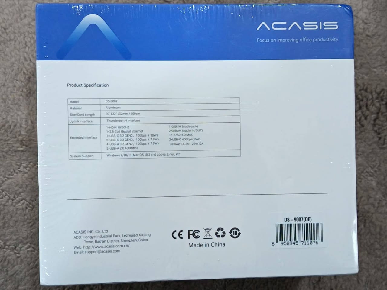 اصلي و كبس شركة

(Docking Station) من شركة Acasis طراز DS-9007. 
توفر 21 منفذًا مختلفًا، بما في ذلك منافذ Thunderbolt 4 بسرعة نقل بيانات تصل إلى 40 جيجابت في الثانية.  تدعم شاشة واحدة بدقة 8K@60Hz أو شاشتين بدقة 4K@60Hz. توفر شحنًا سريعًا للكمبيوتر المحمول بقدرة تصل إلى 90 واط.
تحتوي على منفذ إيثرنت بسرعة 2.5 جيجابت.

التواصل عالخاص او واتساب ***********. يوجد توصيل لكل المحافظات.
