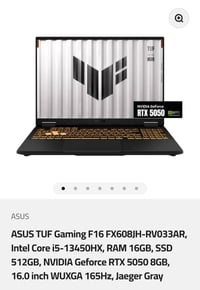 ASUS TUF F16 • i5-13450HX • RTX 5050 8GB