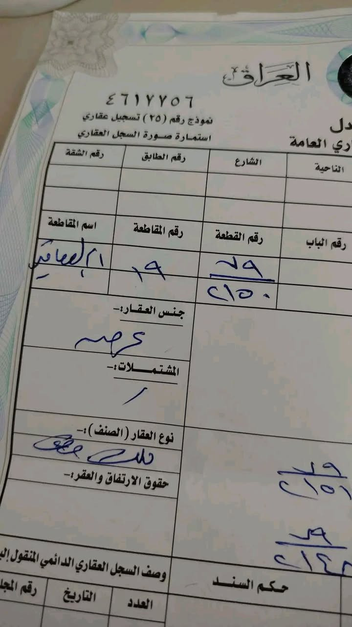 قطعه ب 79 بصف الركن وثاني قطعه عن شارع 30 رقمه 2150 السعر 17 الشراي يتصل *********** مكتب المطور للعقارات
