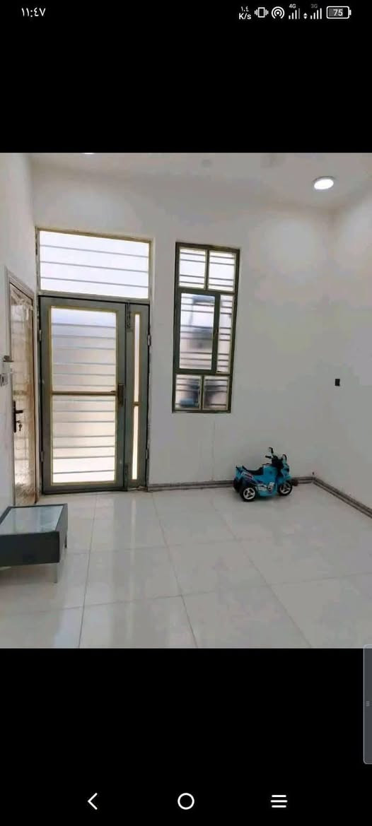 بيت للبيع بمنطقة ال22
طابق واحد بناء حديث سنة// 2025

مساحة البناء// 110 م 
واجهه البيت//11م

تفاصيل البيت//
غرفة نوم واحده + صاله+ مطبخ +استقبال
+ صحيات داخليه وخارجيه ٠

السعر // 77 مليون

للأستفسار الاتصال على
الرقم //***********

او مراجعة مكتب الضامن للعقارات بحي الصدر مجاور صيدلية ركن العلاج

نص مكتوب في الصور:
- ١١:٤٧ ١,٥ K/s 4G 3G 75