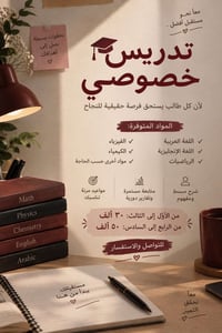تدريس خصوصي • ابتدائي ومتوسط • مواعيد مرنة