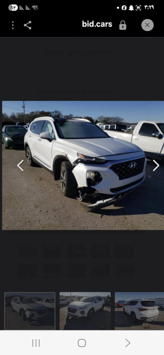 سلام عليكم 
سنتافي وارد فول موصفات حادثهه فقط دعاميه 
***********
السعر 
١٦٥

نص مكتوب في الصور:
- bid.cars