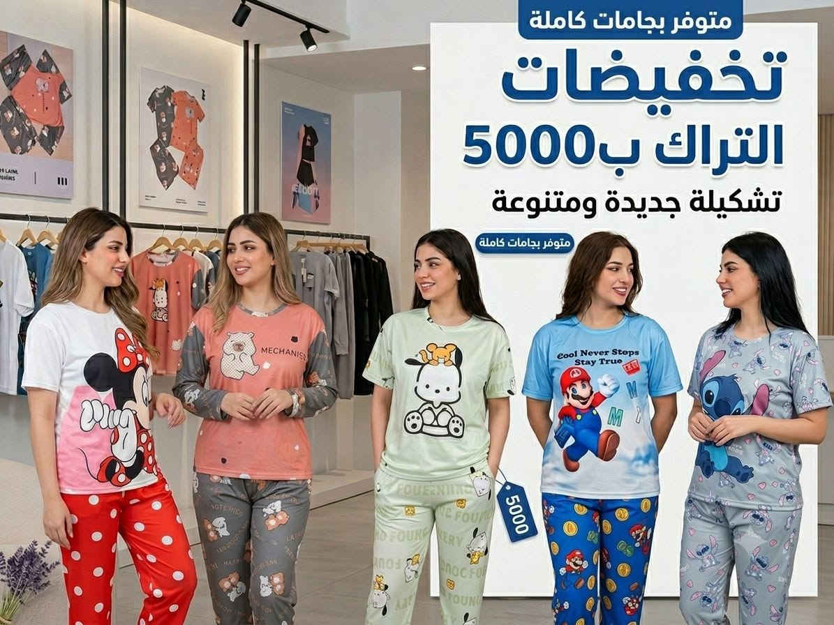 دللي عائلتك بإقوى تخفيضات للموسم الدراسي والصيفي 
للحجز واتس اب ع الرقم ***********
البيع جملة ومفرد كلشي متوفر وبأقل الاسعار

نص مكتوب في الصور:
- تخفيضات سعر التراك 8000 فقط أناقة وراحة في كل خطوة قماش مريح جودة عالية مناسب لكل الأوقات مقاسات متعددة الاختيار الأمثل لإطلالة عصرية ومريحة اطلب الآن جودة مضمونة
- راحة
- ستايل
- يومي
- تخفيضات
- سعر الطقم
- 8000 فقط
- قماش مريح
- على الجسم
- خفيف و مناسب
- لجميع الفصول
- جودة عالية
- ومتانة
- مناسب للبيت
- والخروج
- اختيارك الأفضل
- لإطلالة مريحة وعصرية
- اطلب الآن
- تخفيضات السعر 8000
- راحة ستايل يومي تخفيضات سعر الطقم 8000 فقط قماش مريح على الجسم خفيف ومناسب لجميع الفصول جودة عالية ومتانة مناسب للبيت والخروج اختيارك الأفضل لإطلالة مريحة وعصرية اطلب الآن مريح .. عملي .. وبسعر مميز جودة مضمونة
- عروض خاصة!
- تخفيضات هائلة!
- البنطلون الكاوبوي: 5000 د.ع
- البدي المدرسي: 2500 د.ع
- تخفيضات السعر 2500
- تخفيضات السعر 3000
- السعر 4000 تخفيضات التراك قطعتين
- متوفر بجامات كاملة
- التراك ب 5000
- تشكيلة جديدة ومتنوعة
- 5000