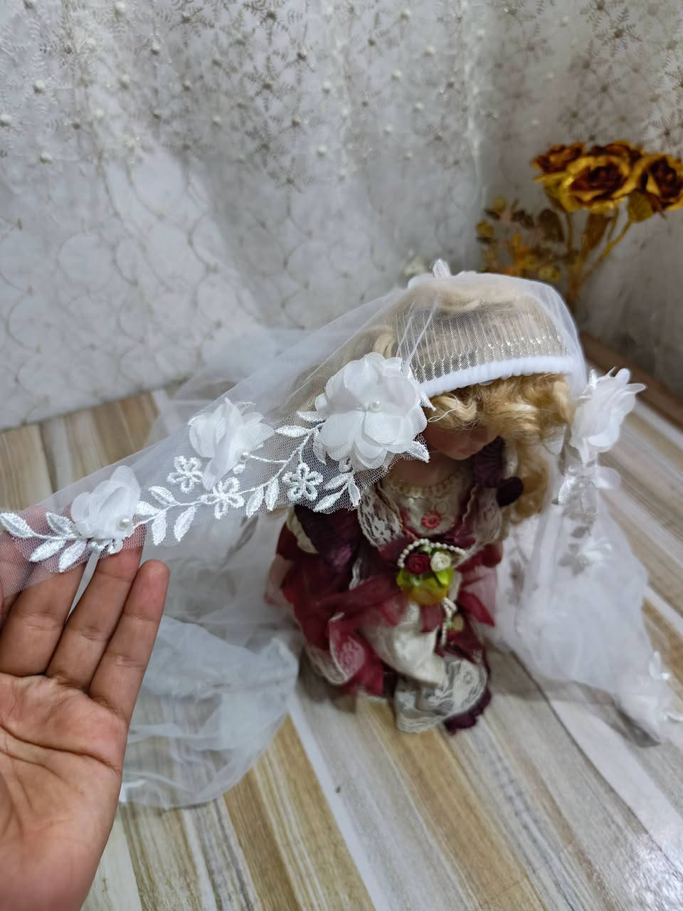 طرحة عرايس • متر وشوية • تول ودانتيل