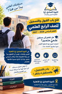 الصف الرابع العلمي • فتح باب القبول • ثانوية الصادق