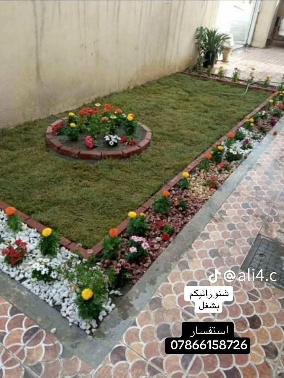 السلام عليكم
المحتاج تعديل ترتيب حديقه حش ثيله تنظيف حديقه  نافورات كلشي يخص حديقه 
 هذا ولد على باب الله يشتغل كلشي 
وهذا جزء من شغله 
هذا رقمه ‏‪***********‬‏

نص مكتوب في الصور:
- @ali4.c
- @ali4.c شنو رئليكم بشغل استفسار ***********
- استفسار 🧐 *********** ali4.c
- نشالله توفر بنل ديكورات اكربه انان، ودكور بين اناره
- استفسار
- ***********