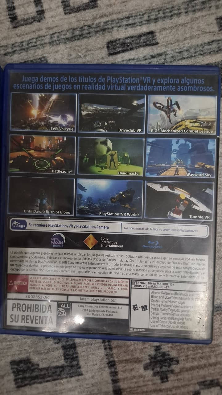 للبيع: أقراص ألعاب PlayStation VR

 أصلية بحالة ممتازة! 🎮📀معروض للبيع شريطين من أقوى وأمتع ألعاب الواقع الافتراضي لجهاز بلاي ستيشن 4:📦 الألعاب المتوفرة:PlayStation VR Worlds: اللعبة الأساسية والأشهر التي تحتوي على 5 تجارب واقع افتراضي مختلفة ومثيرة (منها غوص القرصان، والسطو ولندن غانستر).PlayStation VR Demo Disc: الأسطوانة التجريبية التي تضم مجموعة متنوعة من الألعاب لتجربة حماسية شاملة.

نص مكتوب في الصور:
- ألعاب الواقع الافتراضي الأصلية أقراص أصلية 100% متوافقة مع PlayStation VR محتوى متنوع وتجارب واقعية جودة عالية ووضوح ممتاز للبيع