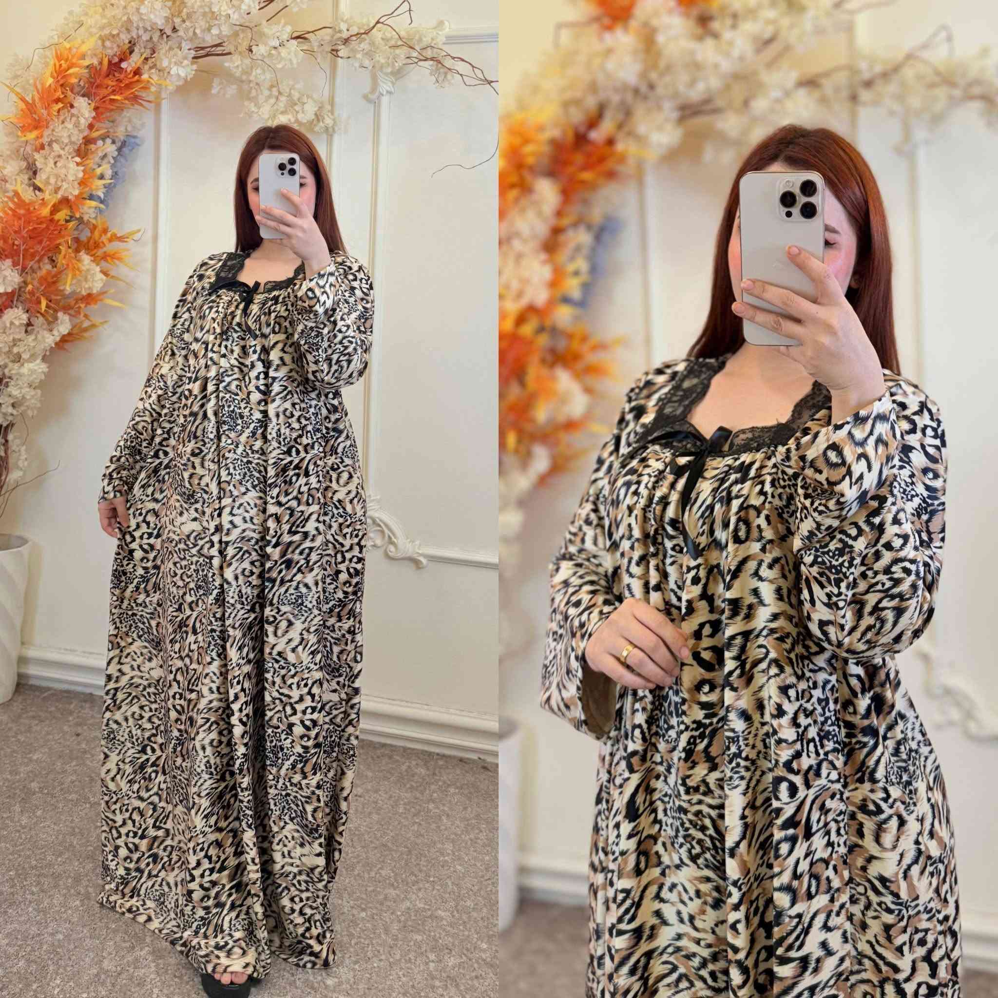 دشداشة نسائية • مخمل ناعم • فري سايز ١١٠ كيلو