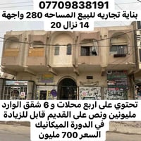 بناية تجارية • ٢٨٠م • ٤محلات٦شقق