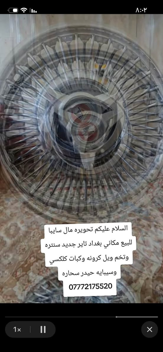 سلام عليكم حبايب مكلف بالنشر تحويره كامله للببع تايرات ناصيه تحويره حلوه وجديده تاير +وياله+كبات+سيبايه الي يريدهن هذه رقم صاحبهن *********** مكانه حسينيه السعر خابر ع الرقم وبيك خير وتدلل
