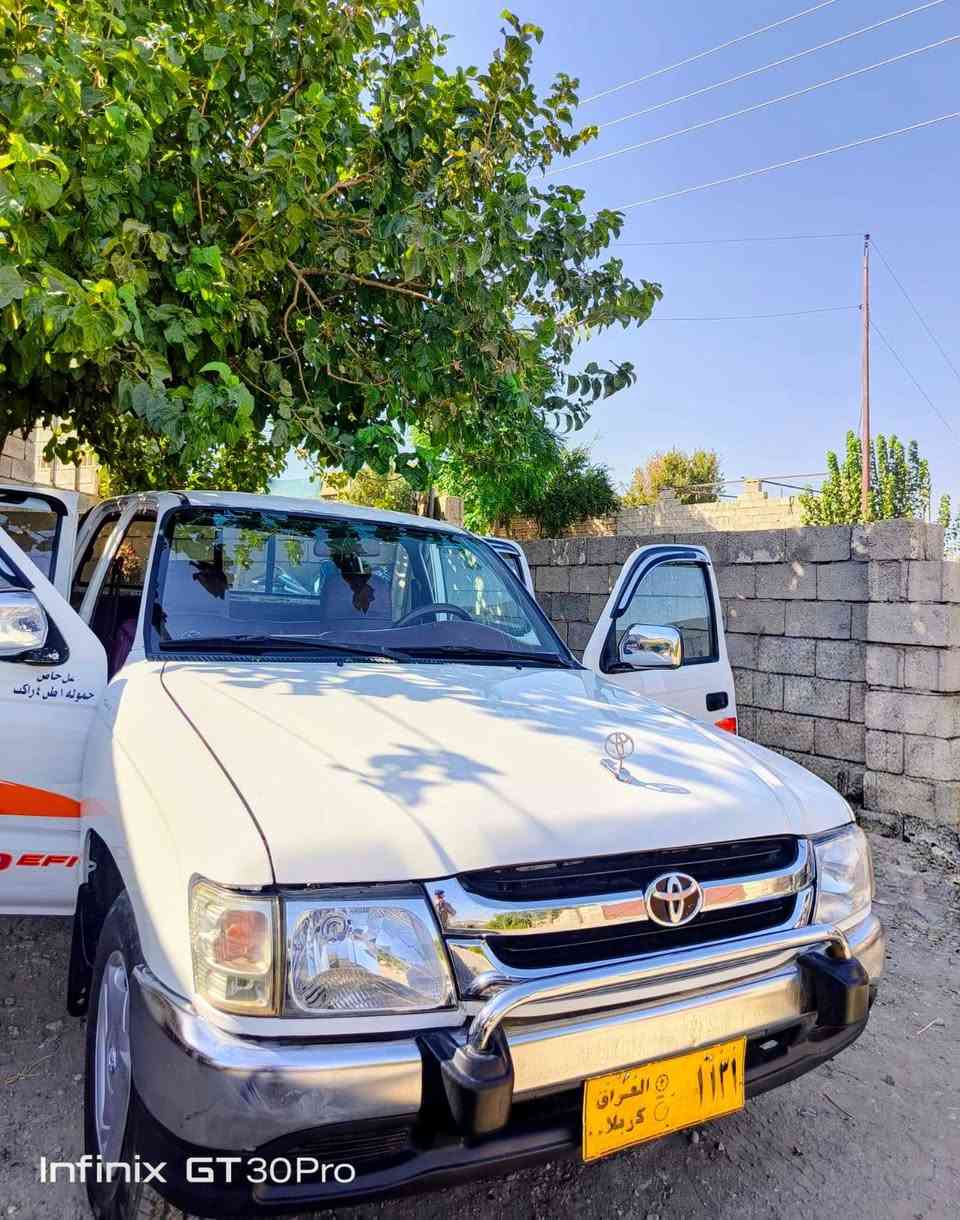 توێتا پیکاب یابانی ئەسڵی ناو سوور مەکینە سپی 2001تەبرید  پاوەر  کۆنتڕۆڵ مەرکەزی  گێڕ مەکینە ئەکسل بەشەرتی فەحس و فیتەر  سەیارەکە هی ماڵە  جایزەو خاوێنە بێ مەسرەفە تایەی نوێیە  ئاڕموو سەنەوی ئەسڵی لەگەڵە ئاڕم دهۆکە بێ کێشەیە دەعمو لێدراوی قورسی نیە  سعری 70 معامەلە لە دووکان سیاحیە سەیارەکە ژ.م   ***********-***********
