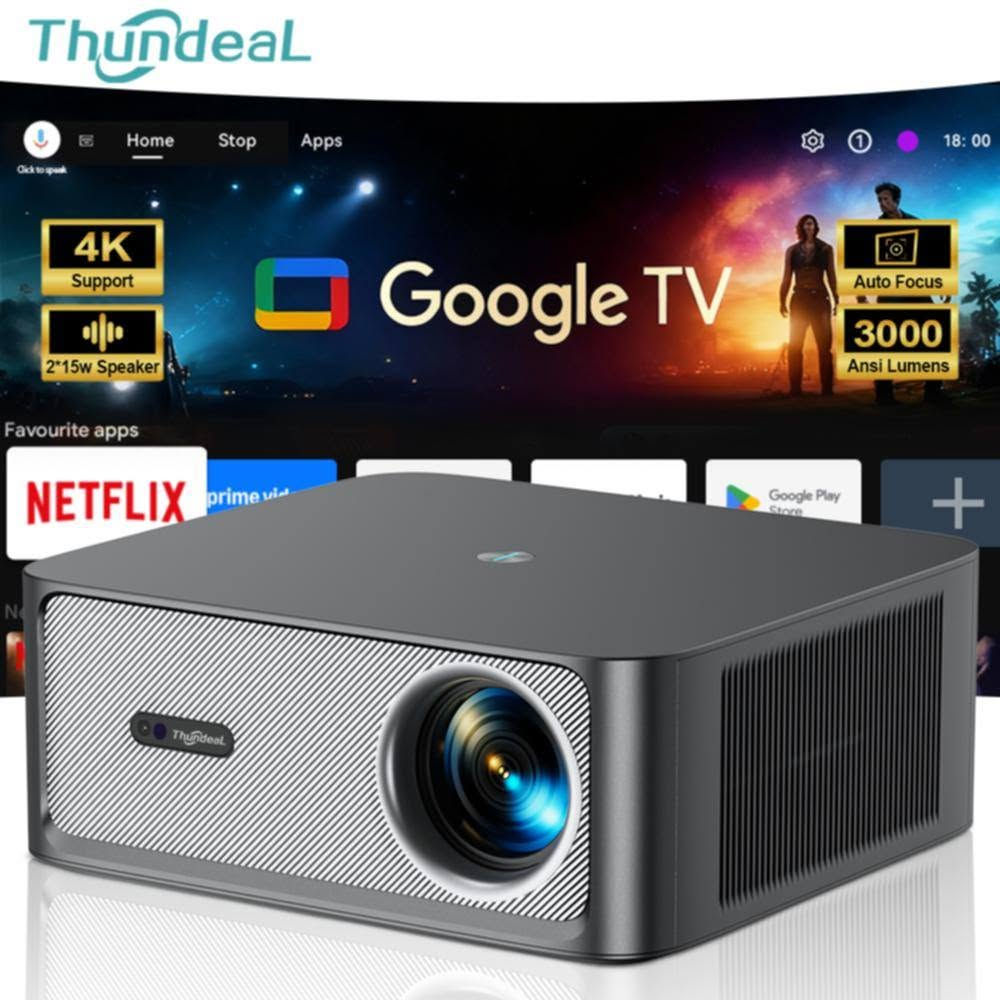داتاشوو عملاق 3000Ansi 😍داتاشوو من شرکة ThundeaL نسخة TD98PRO
ThundeaL TD 98 Pro 
3000Ansi 
30000Lumens 
Google TV
Android TV
HDR 10 PLUS
یدعم خاصیة MEMC 😍
سماعاتة المحیطیة Dolby Audio 30W
100 الف ساعة عمرة عدسة
دقة نهاریة لایحتاج مکان مضلم 🤩
متوفر جدید غیر مستخدم 
الي یرید راسلني علی واتساب ; ***********
واحد من افضل و ارقی نوعیات داتاشوو ل کل العالم 😍

نص مكتوب في الصور:
- ThundeAL Home Stop Apps Click to speak 18:00 4K Support 2*15w Speaker Auto Focus 3000 Ansi Lumens Favourite apps NETFLIX prime video Google Play Store +
- ThundeaL 4K 4K decoding 2G+32G MEMC Support 3000 Ansi Lumens
- 15 Вт*2 динаміки. Захопливий 3D стереозвук. 15 Вт*2 DSP технологія Панорама VR на 360° 3D стерео Басова діафрагма
- ADVANTAGES OF TD98 PRO PROJECTOR 4K Support 20000:1 30000 Lumens/3000Ansi 1080P WiFi 6 BT 5.4 BT - Compatible 2+32G 100000 hours Long-Lasting Lamp Life Zoom 50%-100% MEMC HiFi Speaker 15W*2 HD 2.0 support HRD HD-ARC Auto Focus Auto keystone Intelligent obstacle avoidance Auto Curtain Entry
- Native 1920*1080P Projector 3000 ANSI brightness and support 4K decoding Image Noise Reduction +30% Brightness MEMC EMHANEO CLARITY REVIVIFICCATION 4K 4K decoding HDR IC+ Ours 1080P 30000 Lumens 20000:1 contrast others 1080P 15000 Lumens 10000:1 contrast