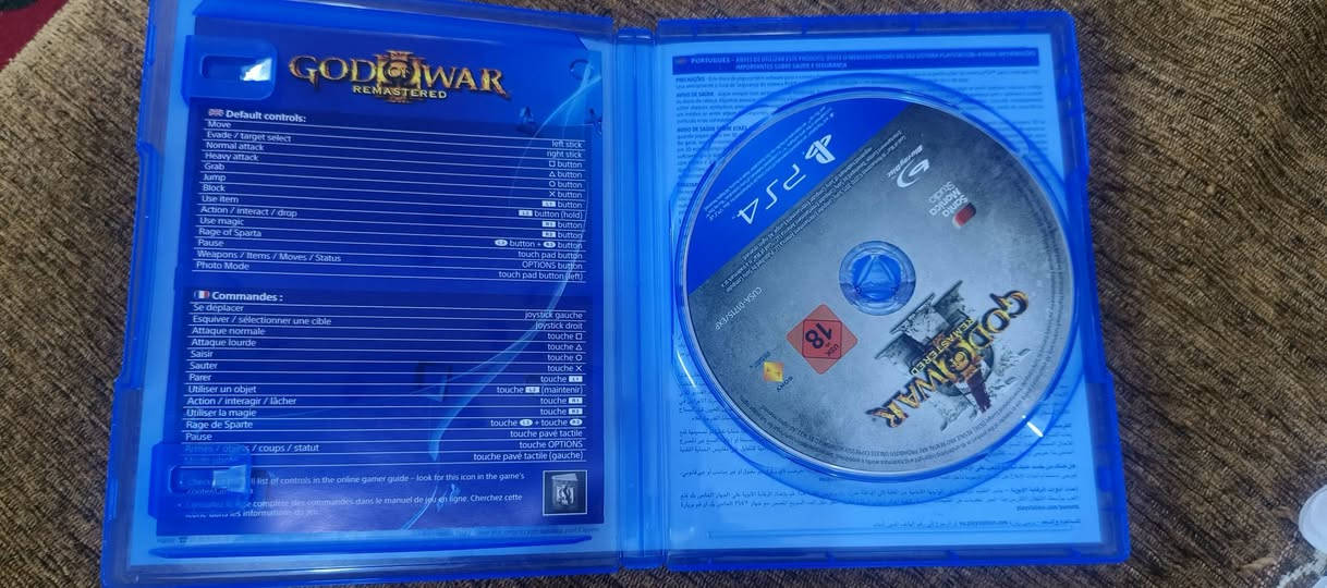 سلام عليكم 
قرص GOD Of WAR 3 REMASTRED  |——/ps4
قرص ب نظافة عالية ٫مستخدم أسبوع واحد فقط 
سعر القرص 15 الف قفل
توصيل لجميع المحافظات 5
للتواصل واتساب ***********
إذا قريب عليه تجيني تأخذه

