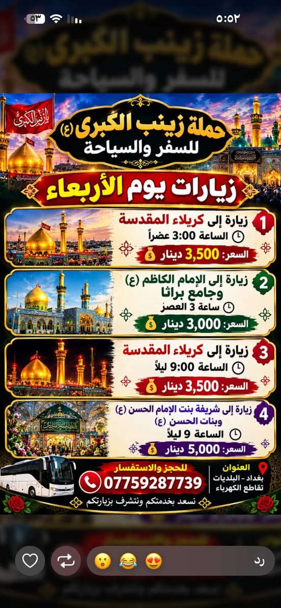 حملة زينب الكبرى • زيارات الأربعاء • كربلاء