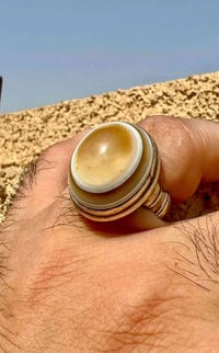 خاتم عقيق يماني • جزع بقري • صياغه عراقيه
