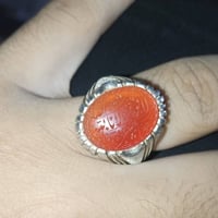 محبس فضة • عقيق يماني مشمشي • عيار ٩٩٠