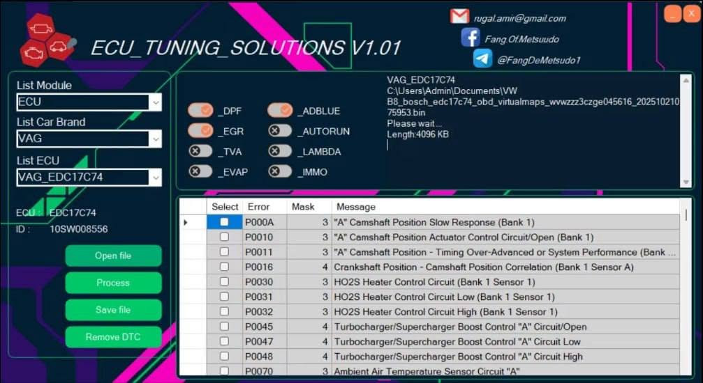العملاق ECU TUNING SOLUTIONS 2026 لحذف الأعطال و الإيمو أوف لأكثر من 260 عقل و 25 براند من سيارات البنزين و الديزل .
***********
