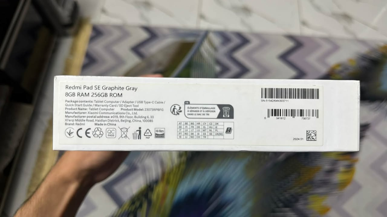 عندي هذا ايباد للبيع
Redmi pad SE  
شاشة 11" مع حماية العين 
90 hz 
8/264Gb
8000mAh
8nm snapdragon
سبيكر رباعي 
يدعم الشحن السريع 
يدعم القلم 
نظيف بدون اي شخط

السعر 210 الف 
مكاني بغداد ***********
