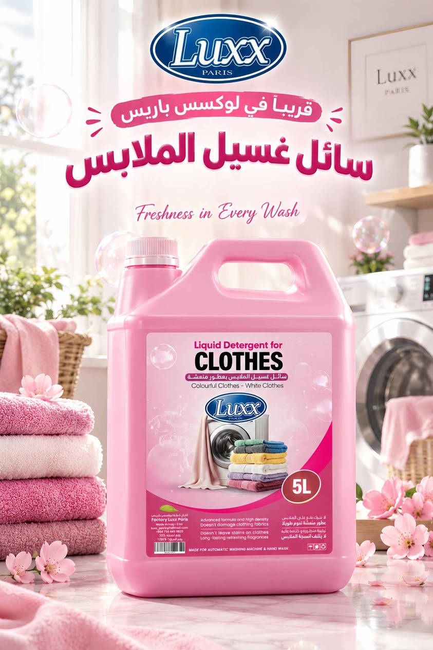✨ شركة لوكس باريس للمنظفات ✨
نظافة تدوم... وانتعاش يزيد 🌿🍊

✅ رغوة قوية لتنظيف فعال ولمعان رائع
✅ تركيبة متطورة بـ 11 إنزيم
✅ كارتون 5 طبقات لحماية أفضل أثناء النقل
✅ متوفر بـ 4 نكهات مميزة: برتقال 🍊 | ليمون 🍋 | فراولة 🍓 | تفاح 🍏
✅ إزالة الدهون بسهولة ولمعان من أول غسلة

📞 للتواصل والطلبات:
☎️ *********** واتساب 
☎️ ***********

🚚 تجهيز الطلبات والشحن إلى جميع المحافظات
🏠 زاهي لوكس باريس... اختيار كل بيت ذكي. ✨
