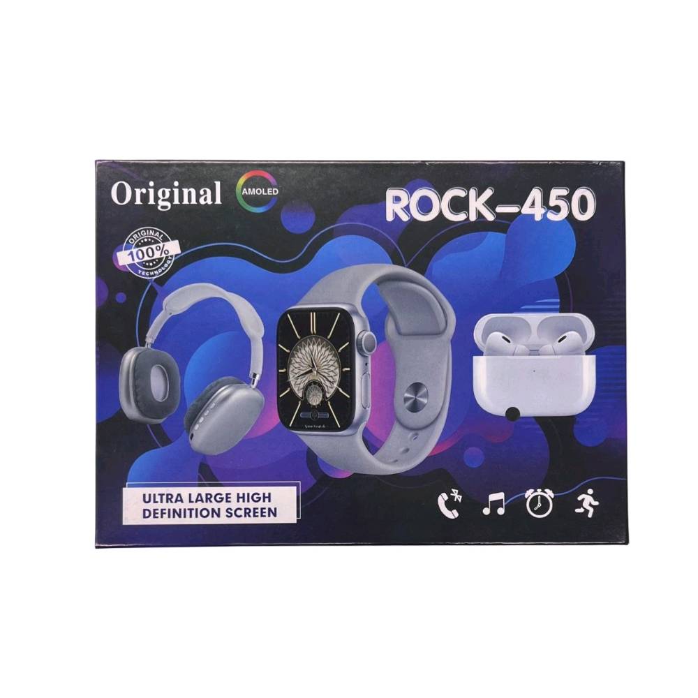 بوكس ساعة لمس وسماعة وايربود موديل Z-3437

ROCK-450 Smart Wristband + TWS
 Earbuds – سوار ذكي مع سماعات لاسلكية

سوار ذكي عملي يجمع بين شاشة كبيرة عالية الدقة وسماعات لاسلكية بتصميم TWS داخل نفس العلبة، مناسب للاستخدام اليومي وتتبع النشاطات الأساسية.

• شاشة Ultra Large High Definition لعرض البيانات بوضوح

• يدعم الاتصال عبر Bluetooth (إصدار 5.3 في السماعات)

• قياس عدد الخطوات والسعرات الحرارية والمسافة

• أوضاع رياضية: مشي، جري، ونط الحبل

بوكس ساعة لمس وسماعة وايربود موديل Z-3437

• استقبال إشعارات المكالمات والرسائل

• سماعات لاسلكية تدعم اللمس للتحكم بالمكالمات والموسيقى

• إمكانية استخدام السماعات بشكل منفصل أو معًا (TWS)

الساعة الذكية:
• نظام التشغيل المدعوم: Android 5.0 فأعلى / iOS 9.0 فأعلى
• البلوتوث: Bluetooth 4.0
• نوع البطارية: Lithium Polymer
• نطاق درجة الحرارة التشغيلية: ‎-10°C إلى 50°C
• الحساسات: مستشعر تسارع إلكتروني

السماعات اللاسلكية:
• إصدار البلوتوث: 5.3 + EDR (استهلاك منخفض للطاقة)
• تردد البلوتوث: 2.4GHz
• مدى الاتصال: 15–25 متر
• سعة بطارية علبة الشحن: 300mAh
• سعة بطارية السماعة: 30mAh لكل سماعة
• وقت تشغيل الموسيقى: 2–3 ساعات
• وقت المكالمات: حوالي 4 ساعات
• زمن الشحن: حوالي 1 ساعة
• جهد الشحن: 5V

محتويات العلبة:
• ساعة ذكية ROCK-450
• 4 سوارات
• زوج سماعات لاسلكية TWS
• علبة شحن للسماعات
• كابل شحن
• دليل استخدام
السعر: 25 الف 
التوصيل: 3 بغداد 5 محافظات