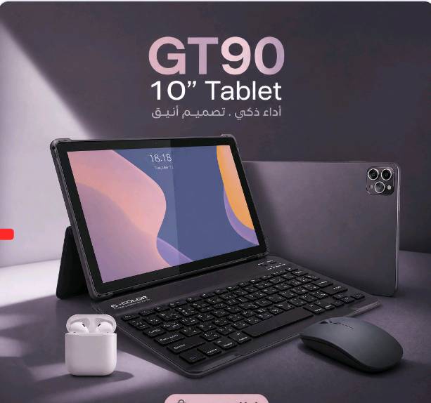 . المواصفات التقنية (الخلاصة)
المواصفة السعر 93 الف 
التفاصيل 
العلامة التجارية
S Color
الموديل
GT90 Ultra
مقاس ونوع الشاشة
10.1 بوصة / HD IPS (دقة 1280×800)
نظام التشغيل
أندرويد 13 (Android 13)
المعالج
معالج رباعي النواة (Quad Core SOC)
الذاكرة (RAM / ROM)
16 جيجابايت رام / 512 جيجابايت تخزين داخلي
سعة البطارية
10000mAh (طاقة الإدخال: 9V/2A)
الكاميرات
أمامية 13.0MP / خلفية 30.0MP
الشبكات والاتصال
5G / Dual-SIM / WIFI / Bluetooth / FM / Navigation
المنافذ
منفذ شحن Type-C، مدخل سماعات 3.5mm، ويدعم OTG

4. محتويات العبوة وباقة الهدايا (Free Accessories)
يأتي التابلت مع باقة هدايا متكاملة مجانية تحوله إلى محطة عمل محمولة:
جهاز التابلت GT90 Ultra.
لوحة مفاتيح لاسلكية (Wireless Keyboard) مدمجة مع جراب حماية كلاسيكي أنيق.
ماوس ضوئي لاسلكي (BT Optical Mouse) لسهولة التحكم والعمل.
سماعات أذن ستيريو بلوتوث (BT Stereo Earphone) للاستمتاع بالصوتيات والمكالمات بصوت نقي.
مجموعة هدايا مجانية تشمل جراب، ساعة أطفال، وقلم تاتش
