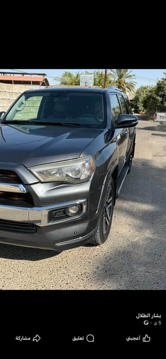 🚘 للبيع | تويوتا فور رنر 2018 (Toyota 4Runner Limited)
المواصفات:
✅ موديل: 2018
✅ الفئة: Limited
✅ محرك 6 سلندر (4.0L V6)
✅ ناقل حركة أوتوماتيك
✅ نظام دفع رباعي (4×4)
✅ تشغيل بصمة وستارت
✅ فتحة سقف
✅ مقاعد جلد كهربائية مع تدفئة وتهوية
✅ شاشة لمس مع كاميرا خلفية وملاحة
✅ حساسات أمامية وخلفية
✅ نظام دخول ذكي
✅ جنوط ألمنيوم أصلية
✅ مكيف ثنائي التحكم
✅ السيارة بحالة ممتازة وجاهزة للاستخدام

📍الموقع: _____ العلم صلاح الدين 
💰السعر: 250$ (قابل للتفاوض بالمعقول)

للاستفسار أو المعاينة يرجى التواصل على الخاص أو الاتصال على الرقم: ***********
📞 __________
