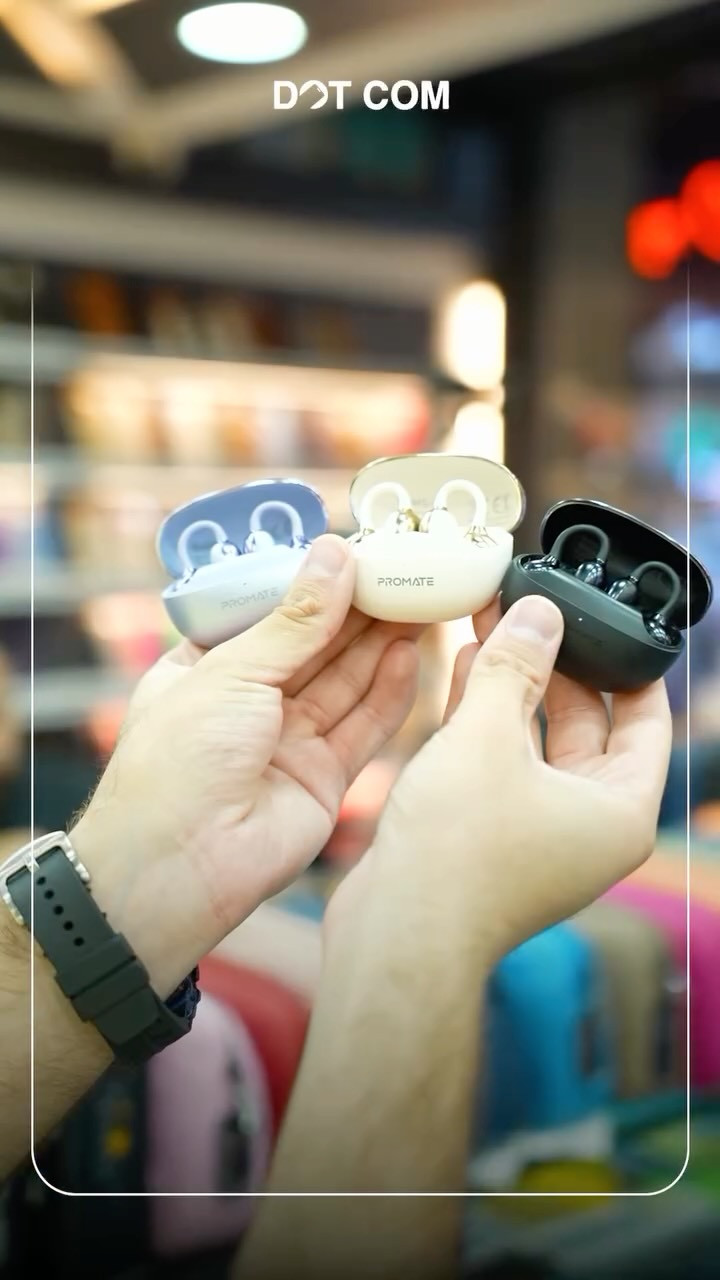 ⁨	🎧 PROMATE AirClip-Pro

💰 49,000 دينار فقط

🔊 درايفر 12mm لصوت غني وواضح
📶 Bluetooth 6.0
🎧 تصميم Open Ear مريح
🎙️ مايكروفون لتقليل الضوضاء للمكالمات
👆 تحكم باللمس IntelliTouch
💧 مقاومة للماء IPX4
🔋 بطارية تصل إلى 28 ساعة مع علبة الشحن
🔗 تدعم الاتصال بأكثر من جهاز

📞 مبيعات: ***********
📍 بغداد - المنصور - 14 رمضان - مجاور مطعم الساعة

#PROMATE #AirClipPro #OpenEar #DotComIQ #المنصور بغداد⁩
