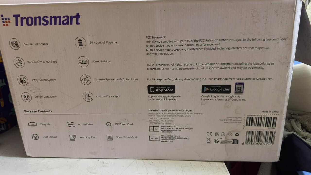 السلام عليكم 

سبيكر Tronsmart Bang Max 
130W 
صوت وبيز معروفات ما يحتاج واحد يشرح
تجي ايضا ضد المي 
نضافه 100‎%‎ استعمال اقل الشهرين 
كامل ملحقات 
الوزن 6 كيلو 
شحن ممتاز جدا تطول هواي 

رجاءا اللي ميعرف بيهن لا يكسر بالسعر 

السعر 185 بيها مجال بسيط كلش 

العنوان بغداد مدينه الصدر قطاع 10 

الرقم ***********
