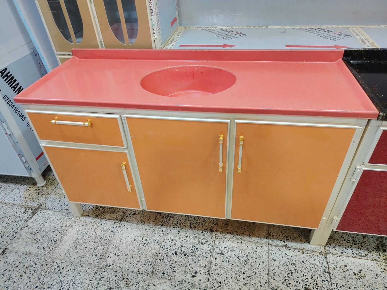 سنك ١٥٠سم • مرمر ثقيل • اسود رصاصي اوفايت