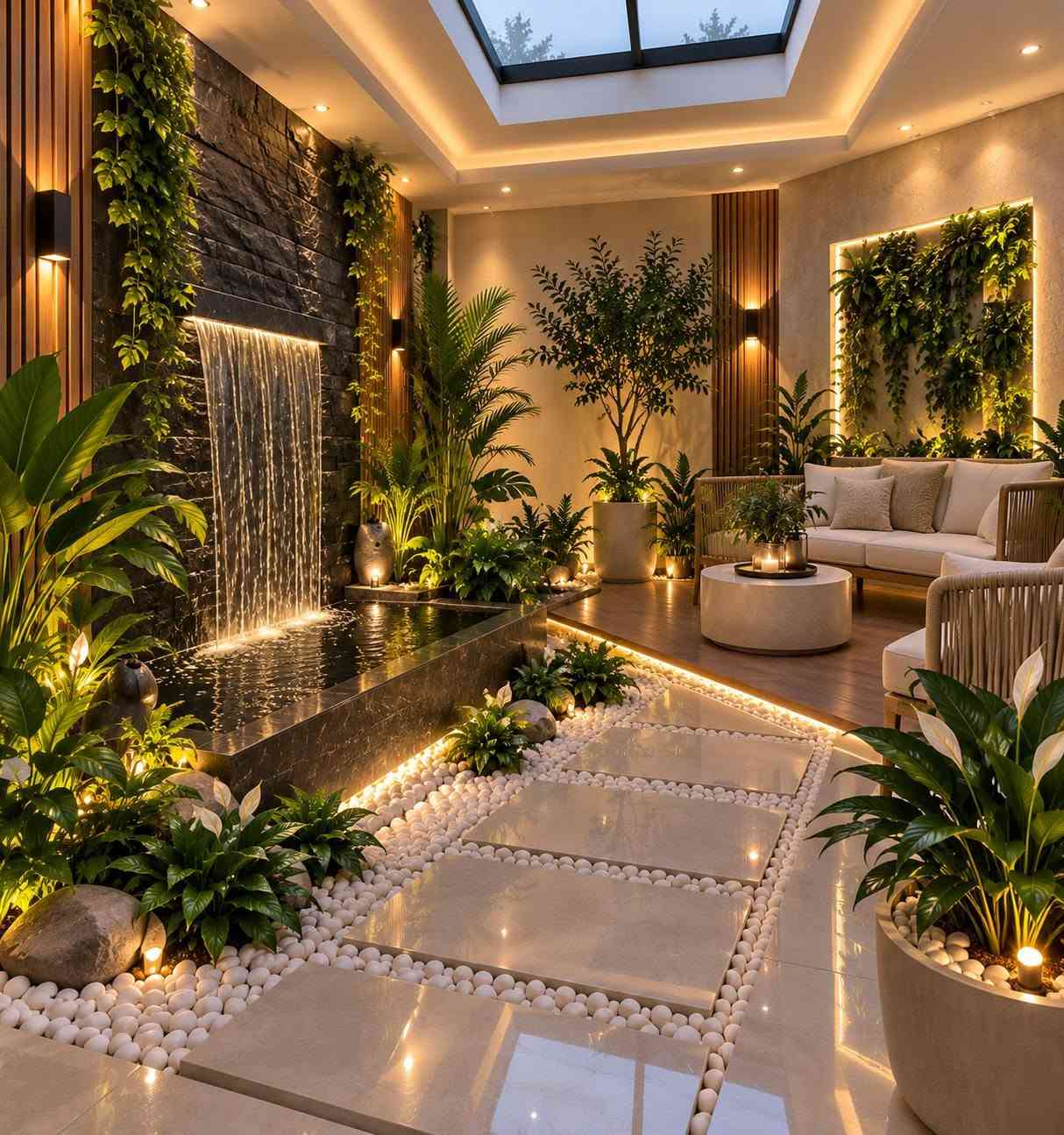 حدائق داخلية • شلالات مائية • تصميم عصري