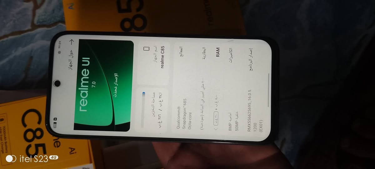 السلام عليكم موبايل ريلمي سي 85جديد استخدام قليل مكفول علفحص ذاكرة 256 سعرة الشراي 225 ***********
