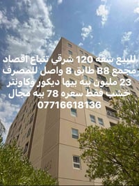 لا توجد تفاصيل  نص مكتوب في الصور: - للبيع شقه 120 شرقي تبناع اقصاد مج...