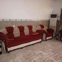 طقم كنبة • برتقالي وبيج • حالة ممتازة