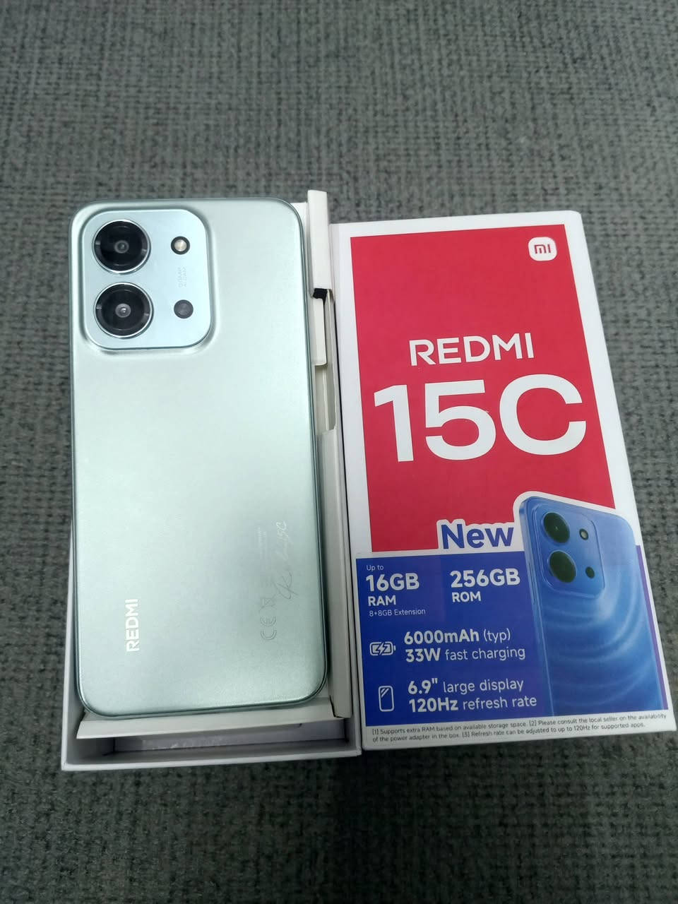 السلام عليكم
تليفون ريدمي (Redmi 15C)
لونه الأخضر النعناعي
المواصفات 
بحجم الشاشة 6.9 
الذاكرة العشوائية (الرام): حتى 16 جيجابايت (مع الذاكرة الافتراضية)
ذاكرة التخزين الداخلي
256 جيجابايت 
الكاميرا الخلفية بدقة 50 ميجابكسل (مزدوجة بالذكاء الاصطناعي)
البطارية بسعة ضخمة 6000 مللي أمبير 
دعم الشحن السريع بقوة 33 واط
مستخدم فقط اسبوعين مكاني بغداد حي جميلة 
السعر بـ ١٨٠ وبي مجال بسيط 
تواصل خاص او على الرقم
***********
***********
