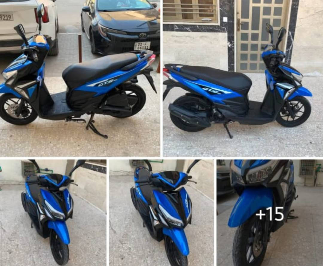 GTS 150cc 
دراجة شبه جديدة ماشية ١١ الف صار شهر من اخذته
وياها صندوق خلفي أصلي بس ما شادة بعد موجودة بغداد المشتل . السعر مليون وبيها مجال
***********

نص مكتوب في الصور:
- +15