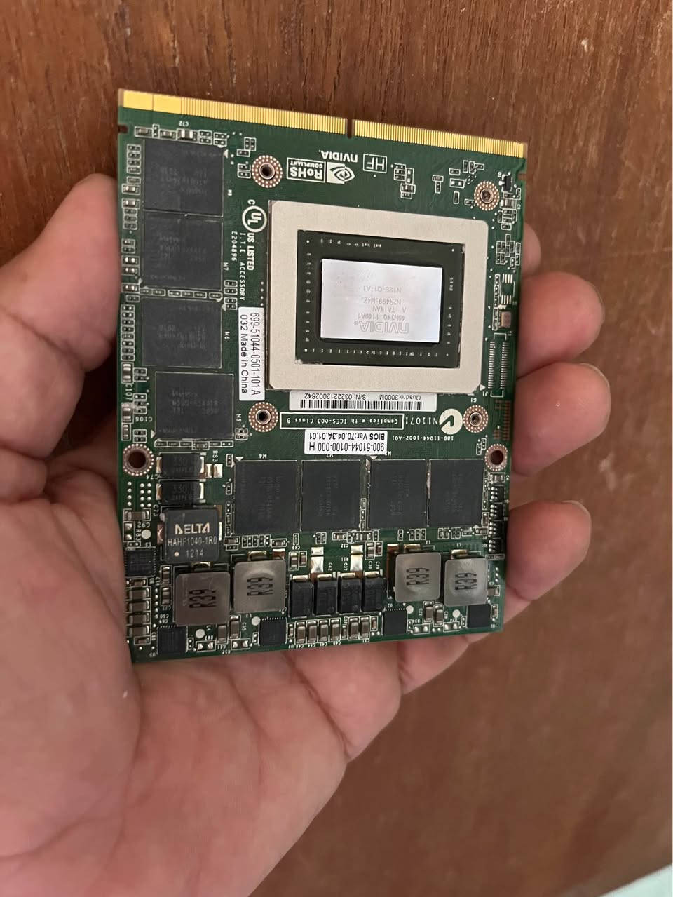 2g
GPU 

Nvidia Quadro m3000
السعر ٤٠ الف 
كارت لابتوب بغداد, العراق

