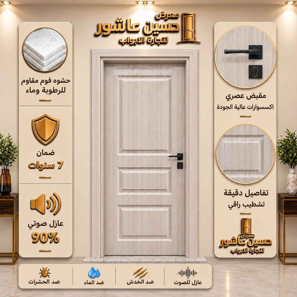 أبواب داخلية • ضمان ٧ سنوات • عازل صوتي