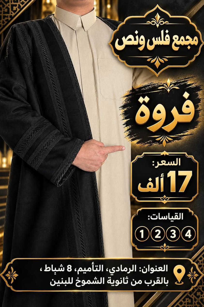 فروة رجالي • مخمل ثقيل • مقاسات ١٢٣٤