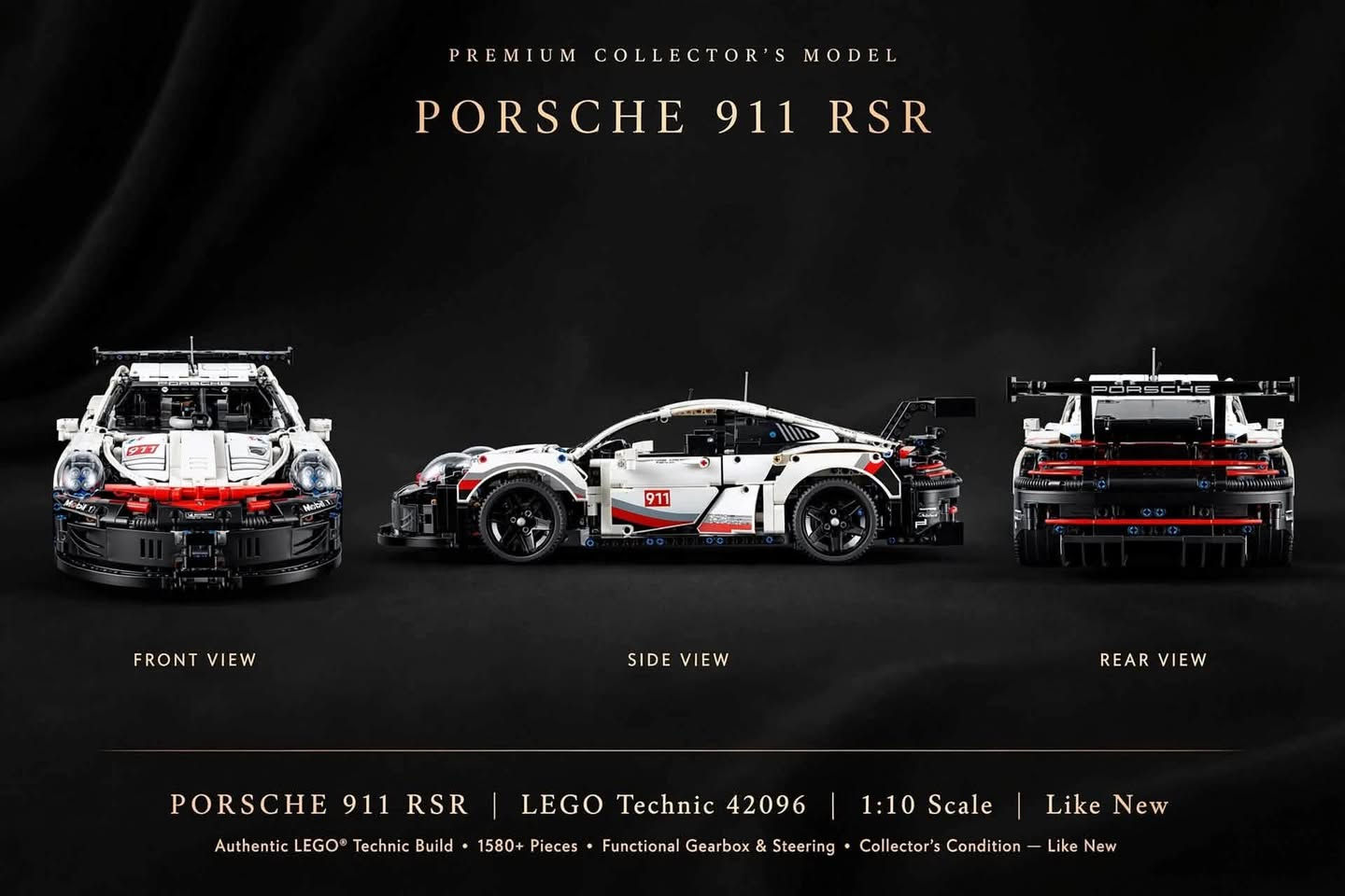 سلام عليكم سياره انتيكه البيع سياره تركيب قطع التواصل خاص او ***********

نص مكتوب في الصور:
- PORSCHE 911 RSR
- LEGO TECHNIC • 42096 • COLLECTOR'S EDITION
- PREMIUM COLLECTOR'S MODEL PORSCHE 911 RSR FRONT VIEW SIDE VIEW REAR VIEW PORSCHE 911 RSR | LEGO Technic 42096 | 1:10 Scale | Like New Authentic LEGO® Technic Build • 1580+ Pieces • Functional Gearbox & Steering • Collector's Condition — Like New
- PORSCHE 911 RSR - LEGO Technic
- PORSCHE 911 RSR • LEGO TECHNIC THREE PERSPECTIVES • SIDE • REAR • TOP