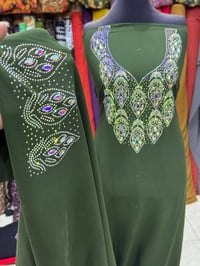 🌷  شغل شذر ستراس حراري + حجر بارز يدوي 🌷  ✨ على قماش كشمير كوباي مطاط ...