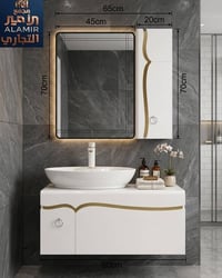 حوض كاونتر • تموجات ذهبية • مرآة LED