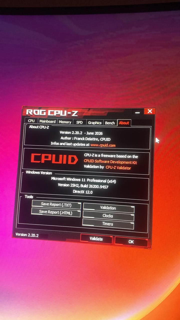 PC بمواصفات ممتازه
2.195.000
شراي هذا رقمي ***********

نص مكتوب في الصور:
- ROG CPU-Z CPU Mainboard Memory SPD Graphics Bench About About CPU-Z Version 2.20.2 - June 2026 Author : Franck Delattre, CPUID Infos and last updates at www.cpuid.com CPUID CPU-Z is a freeware based on the CPUID Software Development Kit Validation by CPU-Z Validator Windows Version Microsoft Windows 11 Professional (x64) Version 25H2, Build 26200.9457 DirectX 12.0 Tools Save Report (.TXT) Validation Save Report (.HTML) Clocks Timers Version 2.20.2 Validate OK
- ROG CPU-Z CPU Mainboard Memory SPD Graphics Bench About Memory Slot Selection Slot #2 DDR5 (UDIMM) Module Size 16 GBytes Max Bandwidth DDR5-6000 (3000 MHz) SPD Ext. XMP 3.0 Module Manuf. G.Skill Week/Year 15/25 DRAM Manuf. SK Hynix Ranks 1 Part Number F5-6000J2836G16G Correction Serial Number 41538AF7 Registered Timings Table Frequency CAS# Latency RAS# to CAS# RAS# Precharge tRAS tRC Command Rate Voltage JEDEC #5 2166 MHz 36.0 37 37 70 106 1.10 V JEDEC #6 2400 MHz 40.0 40 40 77 117 1.10 V JEDEC #7 2400 MHz 42.0 40 40 77 117 1.10 V XMP-6000 3000 MHz 28.0 36 36 96 132 1.400 V Version 2.20.2 Validate OK
- ROG CPU-Z CPU Mainboard Memory SPD Graphics Bench About Display Device Selection NVIDIA GeForce RTX 5060 Ti Perf Level Current GPU Name NVIDIA GeForce RTX 5060 Ti Board Manuf. GIGABYTE Technology Code Name GB206-300 Revision A1 Technology 4 nm TDP 180.0 W ROPs / TMUs 48 / 144 Cores 4608 GEFORCE RTX Clocks GFX Core 180 MHz Shaders / SoC Memory 405 MHz Memory Size 15.93 GBytes Type 0x10 Vendor Samsung Bus Width 128 bits Version 2.20.2 Validate OK
- ROG CPU-Z CPU Mainboard Memory SPD Graphics Bench About CPU Single Thread This Processor Reference CPU Multi Thread This Processor Reference Run on All Cores (16T) Multi Thread Ratio Bench CPU Stress CPU Submit and Compare This Processor 13th Gen Intel Core i5-13400F Reference Please Select CPUID Benchmark Version 17.01.64 Version 2.20.2 Validate OK
- ROG CPU-Z CPU Mainboard Memory SPD Graphics Bench About Processor Name Intel Core i5 13400F Code Name Raptor Lake Max TDP 65.0 W Package Socket 1700 LGA Technology 10 nm Core Voltage 0.897 V Specification 13th Gen Intel(R) Core(TM) i5-13400F Family 6 Model F Stepping 2 Ext. Family 6 Ext. Model BF Revision C0 Instructions MMX, SSE (1, 2, 3, 4.1, 4.2), SSSE3, EM64T, AES, AVX, AVX2, AVX-VNNI, FMA3, SHA Clocks (core #0) Caches Core Speed 498.78 MHz L1 Data 6 x 48 KB + 4 x 32 KB Multiplier x5.0 (4.0 - 46.0) L1 Inst. 6 x 32 KB + 4 x 64 KB Bus Speed 99.76 MHz Level 2 6 x 1.25 MB + 2 MBytes Rated FSB Level 3 20 MBytes Selection Socket #1 Cores 6P + 4E Threads 16 Version 2.20.2 Validate OK
- ROG CPU-Z CPU Mainboard Memory SPD Graphics Bench About Motherboard Manufacturer ASUSTeK COMPUTER INC. Model PRIME B760-PLUS Rev 1.xx Bus Specs. PCI-Express 4.0 (16.0 GT/s) Chipset Intel Alder Lake Rev. 02 Southbridge Intel B760 Rev. 11 LPCIO Nuvoton NCT6798D-R BIOS Brand American Megatrends Inc. Version 1810 Date 12/02/2024 CPU Microcode 0x37 Graphic Interface Version PCI-Express 5.0 Link Width x8 Max. Supported x16 Current Link Speed 2.5 GT/s Max. Supported 32.0 GT/s Version 2.20.2 Validate OK
- ROG CPU-Z CPU Mainboard Memory SPD Graphics Bench About General Type DDR5 Channels # 4 x 32-bit Size 32 GBytes Mem Controller Freq. 1197.1 MHz LLC/Ring 3591.2 MHz Timings DRAM Frequency 2394.1 MHz FSB:DRAM 1:24 CAS# Latency (CL) 40.0 clocks RAS# to CAS# Delay (tRCD) 40 clocks RAS# Precharge (tRP) 40 clocks Cyde Time (tRAS) 76 clocks Bank Cyde Time (tRC) 116 clocks Command Rate (CR) 2T DRAM Idle Timer Total CAS# (tRDRAM) Row To Column (tRCD) Version 2.20.2 Validate OK
- CrystalDiskInfo 9.9.2 x64
- File Edit Function Theme Disk Help Language
- Good
- 47 C
- C: D: E: F:
- 41 C
- Q:
- addlink M.2 PCIe G4x4 NVMe : 4096.7 GB
- Health Status
- 100%
- Temperature
- Firmware
- Serial Number
- Interface
- Transfer Mode PCIe 4.0 x2 | PCIe 4.0 x4
- Drive Letter C: D: E: F:
- Standard NVM Express 2.0
- Features S.M.A.R.T., TRIM, VolatileWriteCache
- Total Host Reads 25031 GB
- Total Host Writes 5631 GB
- Rotation Rate ---- (SSD)
- Power On Count 247 count
- Power On Hours 2553 hours
- ID Attribute Name Raw Values
- 01 Critical Warning 000000000000
- 02 Composite Temperature 000000000140
- 03 Available Spare 000000000064
- 04 Available Spare Threshold 00000000000A
- 05 Percentage Used 000000000000
- 06 Data Units Read 000000321032F
- 07 Data Units Written 0000000B4374C
- 08 Host Read Commands 000000E3DDF76
- 09 Host Write Commands 00000036EBB95
- 0A Controller Busy Time 000000000795
- OB Power Cycles 0000000000F7
- OC Power On Hours 0000000009F9
- OD Unsafe Shutdowns 00000000000A
- 0E Media and Data Integrity Errors 000000000000
- 0F Number of Error Information Log Entries 000000A972C86
- 10 Warning Composite Temperature Time 000000000000
- 11 Critical Composite Temperature Time 000000000000
- 12 Temperature Sensor 1 000000000140
- 13 Temperature Sensor 2 00000000012E
- 1A Thermal Management Temperature 1 Transition Count 000000000000
- 1B Thermal Management Temperature 2 Transition Count 000000000000
- 1C Total Time For Thermal Management Temperature 1 000000000000
- 1D Total Time For Thermal Management Temperature 2 000000000000