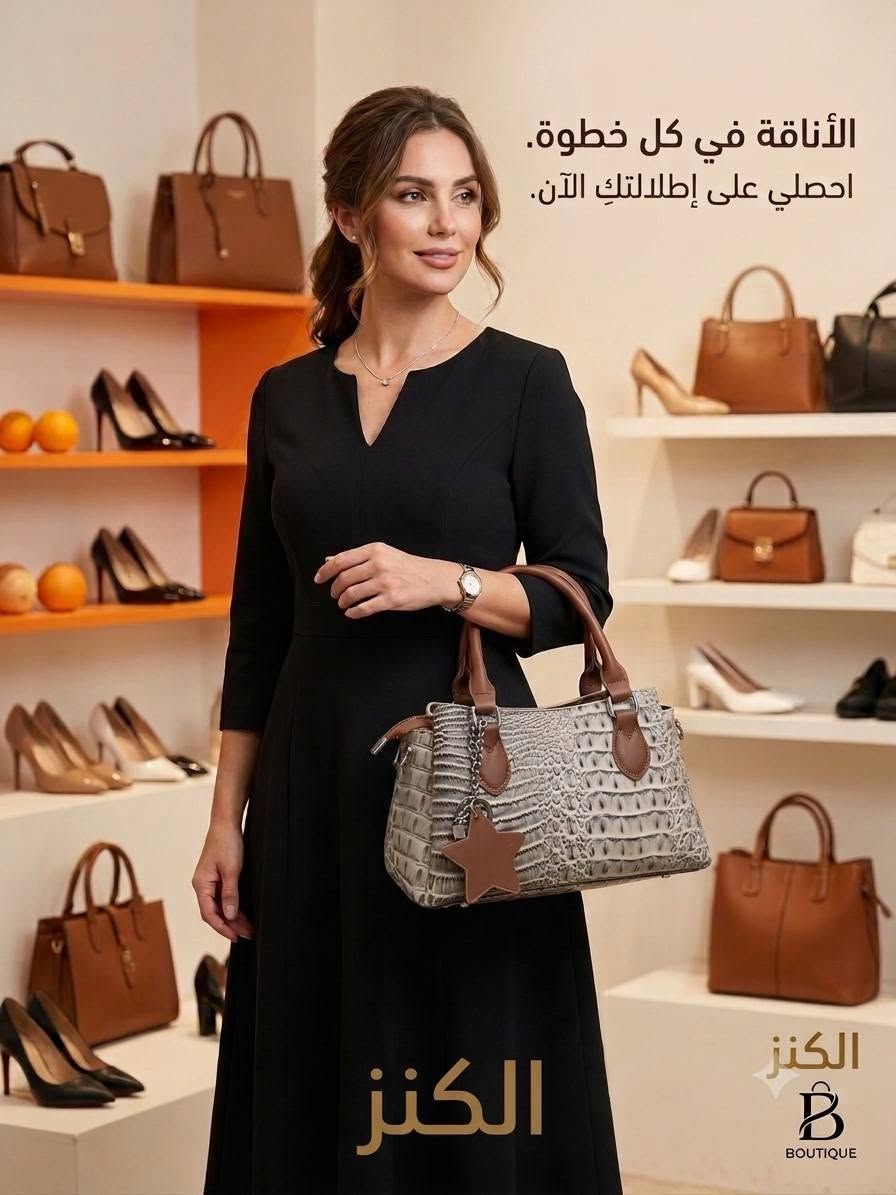 ✨ الأناقة تبدأ من أدق التفاصيل...
حقيبة تجمع بين الفخامة والتصميم العصري لتكمل إطلالتك المميزة في كل وقت 💫
​🛍️ متوفرة الآن لدى الكنز للاحذيه والحقائب النسائيه 
📍 العنوان: [الانبار قضاء هيت مقابل بلديه هيت ]
📱 للطلب والاستفسار: يرجى المراسلة عبر الخاص أو الواتساب على [*********** او *********** ]
🚚 خدمة التوصيل متوفرة لكافة المناطق!
