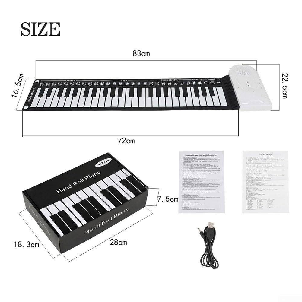 بيانو إلكتروني محمول قابل للطي ومرن مصنوع من السيليكون بـ 49 مفتاحاً من نوع Hand Roll Piano.
خلي سعرك وبالعافيه

نص مكتوب في الصور:
- SIZE 83cm 16.5cm 22.5cm 72cm Hand Roll Piano 49Keys Hand Roll Piano 7.5cm 18.3cm 28cm
- 16cm 73cm 83CM 8cm 28.5cm 18cm
