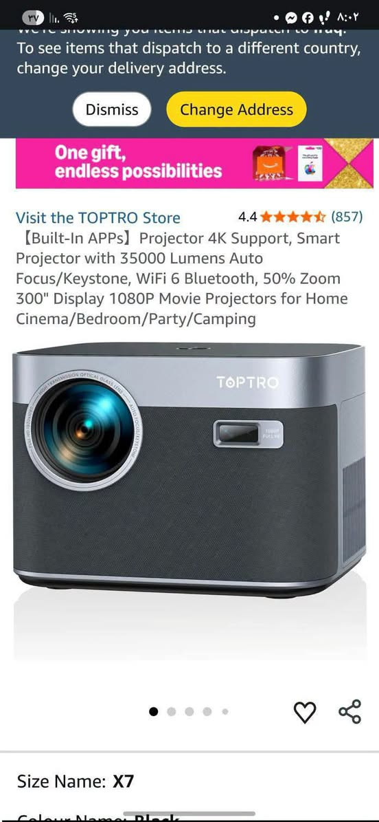 🔥جهاز العرض Toptro smart projector 🔥 السعر 135 الف
داتا شو اندرويد السعر مناسب جدا 
 هو من احدث أجهزة العرض الذكي يعرض بدقة أصلية تبلغ Full HD (1080P)  الوان سينمائية بأعلى دقة 📽️🎥
بعد ما تحتاج تروح للسينما جبتلك السينما البيتك 🥰😍
يتميز بمواصفات محبوبة 🥰
🔴 يدعم إدخال فيديو 4K، ويتميز بوظائف التركيز التلقائي وتصحيح الانحراف التلقائي لسهولة الإعداد. (أوتو فوكس )
المواصفات الرئيسية :-
🔴يتميز جهاز العرض Toptro x7بمواصفات متقدمة تجعله مناسبًا لتجربة السينما المنزلية: 
الدقة والسطوع: 
🔴 الدقة الأصلية: 1920 × 1080 بكسل (Full HD).
🔴 دعم 4K: يقبل إشارات فيديو بدقة 4K.
🔴 السطوع: حوالي 700 لومن ANSI. و 35000 لومن
🔴 نسبة التباين: 30.000:1.
الميزات الذكية:
التركيز التلقائي (Auto Focus): يضبط وضوح الصورة تلقائيًا دون تدخل يدوي. كما يوجد فوكس الالكتروني في الرمونت للتحكم ايظا 
تصحيح الانحراف التلقائي (Auto 6D Keystone Correction): يضمن صورة مستطيلة الشكل تلقائيًا حتى عند العرض بزاوية مائلة.
الاتصال:
شبكة WiFi 6: تقنية لاسلكية فائقة السرعة وأكثر استقرارًا لتجربة بث سلسة.
بلوتوث 5.2 (ثنائي الاتجاه): يمكن توصيله بأجهزة صوت خارجية (مثل مكبرات الصوت) أو استخدامه كمكبر صوت بلوتوث مستقل.
الصوت والعرض:
مكبرات صوت مدمجة: مزود بمكبرات صوت Hi-Fi بقوة 12 واط.
حجم الشاشة: يمكنه عرض صورة بحجم يتراوح من 40 إلى 300 بوصة.
وظيفة التكبير/التصغير: إمكانية تقليل حجم الصورة من 100% إلى 50% دون تحريك الجهاز.
التصميم والمنافذ:
محرك بصري محكم الغلق: تصميم لمنع دخول الغبار وتقليل البقع السوداء على الشاشة.
المنافذ: يشمل منفذي HDMI، ومنفذي USB، ومنفذ AV، ومنفذ صوت 3.5 ملم.
عمر المصباح: يصل عمر مصباح LED إلى 100,000 ساعة. 
السعر مناسب جدا 
العنوان بغداد حي القاهرة ويوجد توصيل بغداد ومحافظات 5 الف 
للحجز والاستفسار مراسلة الصفحة 
واتساب 
***********
#داتاشو_عارض_سينمائي
#تعليم#مدارس
